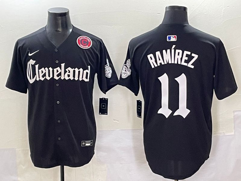 Men 2025 Cleveland Indians #11 Ramirez Black Five generations Joint Name Nike MLB Jersey style 11->cleveland indians->MLB Jersey